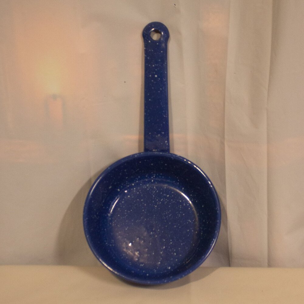 Blue Speckled 6 1/2 Inch Enamelware Saucepan